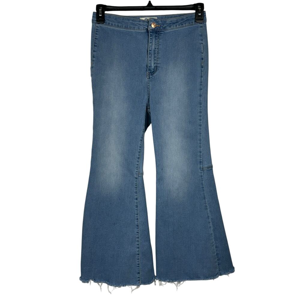 Free People SZ 29 Jeans Just Float on Flare Hi-Rise Stretch Frayed We The Free